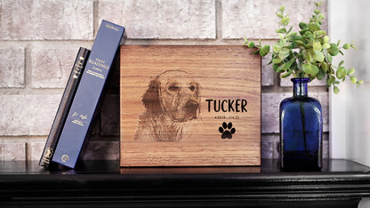 Black Walnut Wood Pet Urn with Custom Photo Engraving